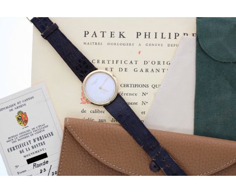 Patek Philippe 18k gentleman's wristwatch, ref. 3459, circa 1963, serial no. 792xxx, circular silvered dial with outer dot ma
