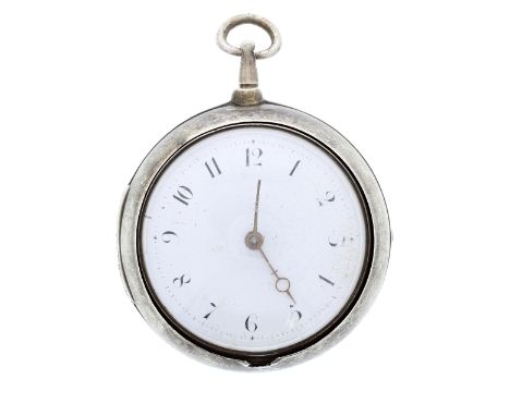 George III silver pair cased verge pocket watch, London 1806, the fusee movement signed B. Thornton, London, no. 83924, with 