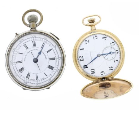 Burlington Watch Co. engraved gold plated hunter pocket watch, double roller 21 jewel lever movement with gold train, no. 350