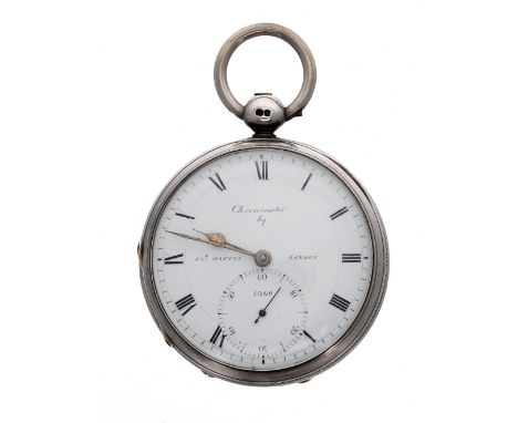 James Hatton, London - silver cased pocket chronometer, no. 1360, the movement with spring detent escapement, helical spring,