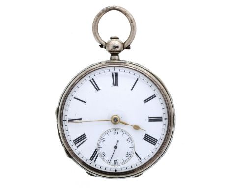 Silver fusee lever pocket watch, London 1894, signed John Herron, Blyth, no. 18892, with dust cover, the dial with Roman nume