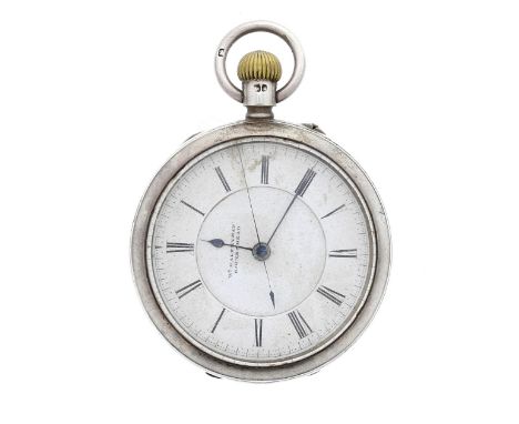 Interesting silver centre second lever pocket watch, Chester 1902, three-quarter plate diamond jewelled movement signed W'm P