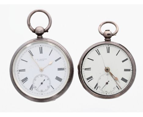 J.W. Benson 'The Ludgate' silver lever engine turned pocket watch, London 1885, the three-quarter plate frosted movement sign