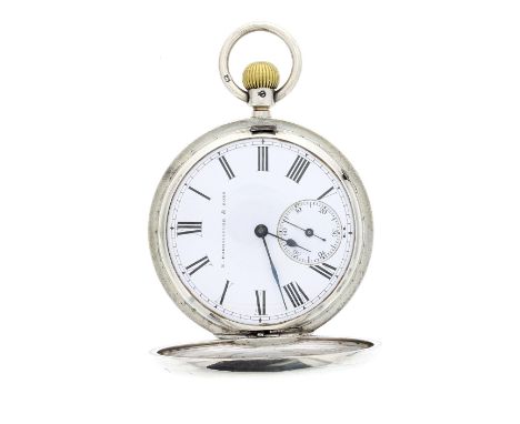 Silver (0.935) Swiss Chronometer half hunter lever pocket watch, three-quarter plate lever set movement signed L. Barraclough