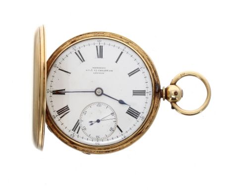 Bennett - 18ct hunter pocket chronometer, London 1859, signed half plate movement with spring detent escapement, compensated 