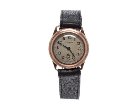 Harwood 9ct 'bumper' automatic gold wristwatch, import hallmarks for Glasgow 1929, adjusting rotating bezel, silvered dial wi