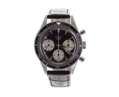 Rare Heuer Autavia 'Rindt' chronograph stainless steel gentleman's wristwatch, ref. 2446, circa 1960s, serial no. 95xxx, rota