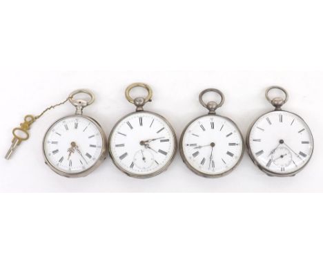 Four Continental engine turned cylinder pocket watches (4)