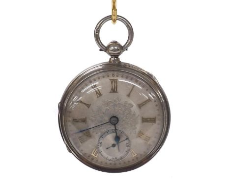 Victorian silver fusee lever pocket watch, London 1892, the unsigned movement with engraved balance cock, gilt three arm bala