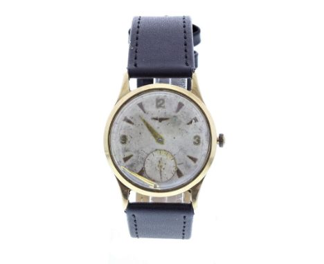 Longines 9ct gentleman's wristwatch, Birmingham 1989, silvered dial with Arabic quarter numerals, dagger batons and subsidiar