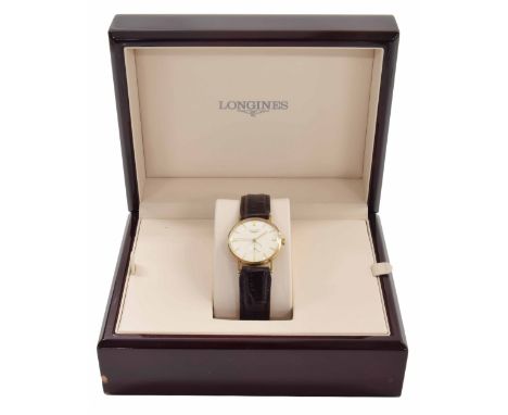 Longines 9ct gentleman's wristwatch, circa 1960, silvered circular dial with baton markers and subsidiary seconds, cal. 19.4 