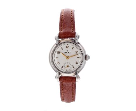 Rolex Precision stainless steel lady's wristwatch, ref. 1815, circa 1949, serial no. 6xxx70, the signed circular white dial w