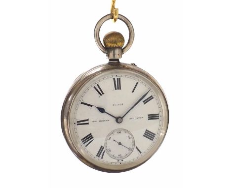 Silver lever pocket watch, Birmingham 1897, signed Geo Kirton, Stockton, no. 177099, original dial with Roman numerals and su