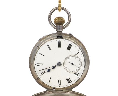 Silver lever half hunter pocket watch, Birmingham 1900, unsigned three-quarter plate movement, 50mm - Condition Report: - Mov