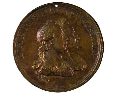 Insieme di sei medaglie relative alla Transilvania medaglia 1765 per l’elevazione a Granducato, bronzo, incisore del conio “F