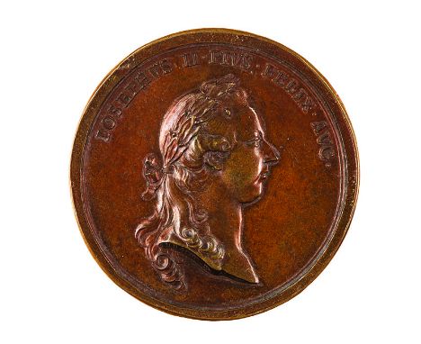  Insieme di due medaglie 1773 per il viaggio di Giuseppe II in Transilvania medaglia per il viaggio, bronzo, incisore del con