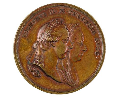 Insieme di due medaglie 1773 per la cerimonia di omaggio dei Regni di Galizia e Lodomiria medaglia in bronzo, incisore del co