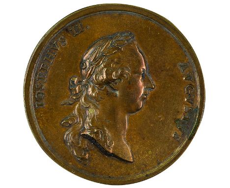 Insieme di due medaglie 1769 per il viaggio di Giuseppe II in Italia una in argento e una in bronzo, incisore del conio “KRAF