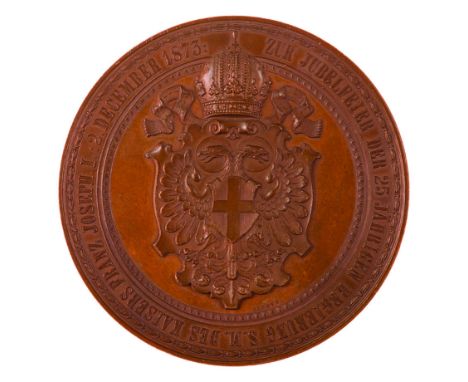 Insieme di tre medaglie due medaglie 1888 per il 40° anniversario di regno, bronzo dorato, incisore del conio “F. LEISEK“ (Fr