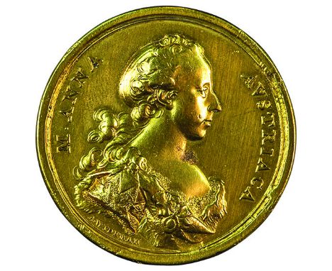 Medaglia 1766 per la nomina dell’Arciduchessa Maria Anna a Badessa dell’Istituto delle Dame Nobili di Praga bronzo dorato, in