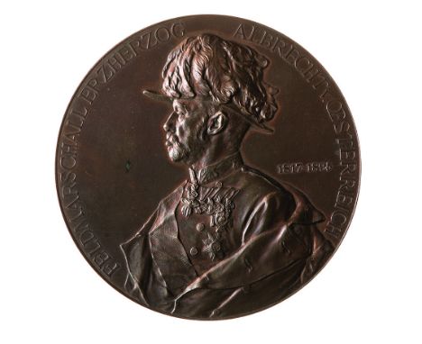 Insieme di sette medaglie relative all’Arciduca Alberto medaglia 1877 per il 50° anno di servizio, bronzo, incisore del conio