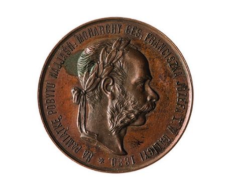 Insieme di tre medaglie relative a Galizia e Rutenia medaglia 1880 per la presenza dell’Imperatore in Galizia, bronzo, inciso