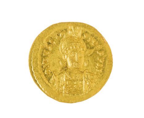Anastasio (491-518) - Solido databile al periodo 498-518 - Zecca: Costantinopoli - Diritto: mezzo busto elmato e diademato de