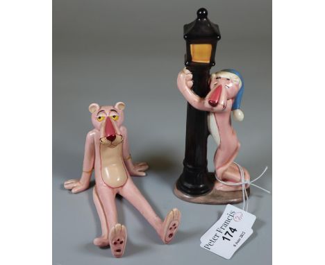 United Artists china study of a seated Pink Panther together with another study of a Pink Panther leaning up against a lamp p