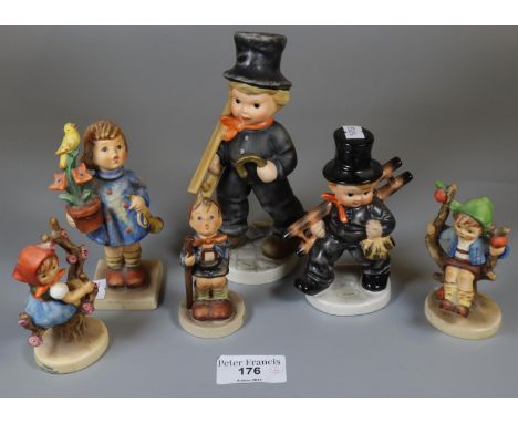 6 Hummel figurines of young children, 2 carrying ladders (6) (B.P. 21% + VAT) No obvious damage . 