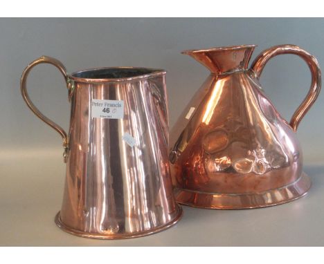 Two vintage copper conical single handled jugs. (2)(B.P. 21% + VAT) 
