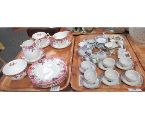 Two trays of assorted china to include: Swansea English fine bone china part teaware decorated with polychrome roses and lace