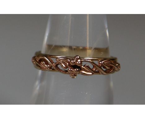 9ct Cymru gold, ?Tree of Life? ring. Ring size N.  Approx weight 2.6g.(B.P. 21% + VAT) 