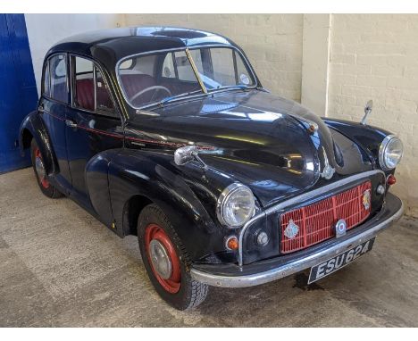 1955 Morris Minor 4 four door saloon car. Reg no ESU 624, SERIES 11, split screen version with overhead valve engine (origina