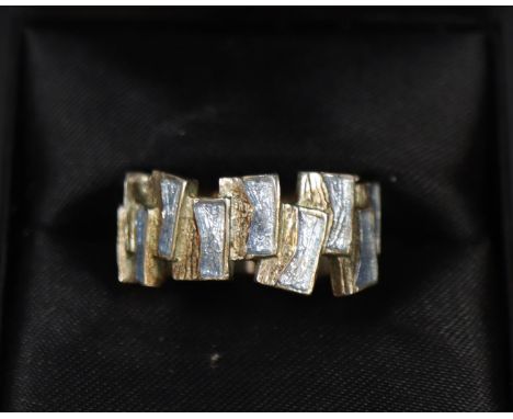 A silver and pale blue enamel ring by Sheila Fleet.  Ring size T. (B.P. 21% + VAT) 