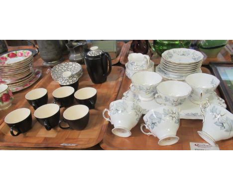 Two trays, one of Royal Albert 'Silver Maple' part teaware to include: six cups and saucers, six tea plates, milk jug, sugar 