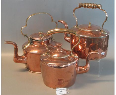 Three similar vintage copper and brass kettles(3).(B.P. 21% + VAT) 
