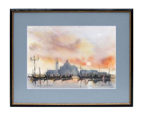 Anthony J Avery (modern British) - Evening Light Venice - watercolour, signed lower right and titled lower left, framed &amp;