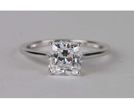 A 9ct white gold and Swarovski zirconia solitaire ring, 2.7g, approx UK size 'R'. 