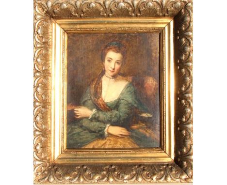 Joshua Hargrave Sams Mann (1826-18886) after Sir Joshua Reynolds - Portrait of Miss Hunter - oil on paper laid on board, fram