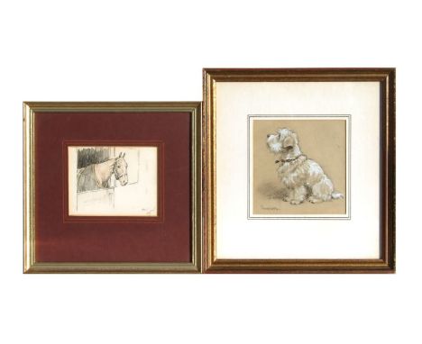 C Dimbley (?) - Portrait of a Seated Terrier Type Dog - pastel, signed lower left, framed &amp; glazed, 14 by 14cms; together