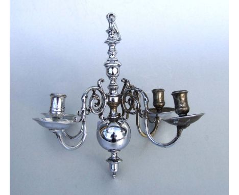 A Dutch plated four-arm candle ceiling light, 28cms high.