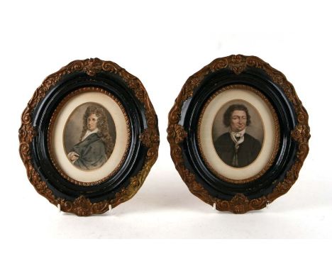A 19th century oval portrait miniature depicting a clergyman, framed &amp; glazed, 8 by 10cms; together with another similar,