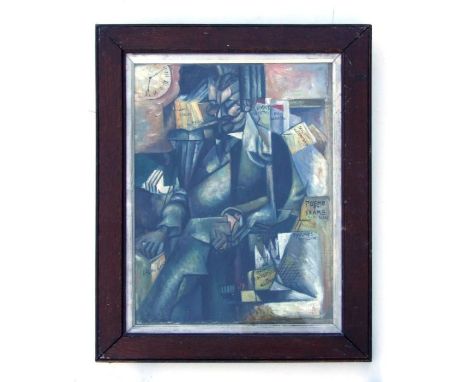 After Albert Gleizes (20th century French Cubist school) - Portrait of a Seated Gentleman - oil on board, monogrammed &amp; d