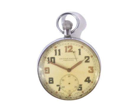 A vintage British Military issue G.S.T.P. General Service Trade Pattern pocket watch. Enamel dial with old luminous hands and