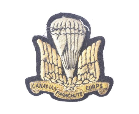A WWII Second World War Canadian Parachute Corps / 1st Canadian Parachute Battalion Paratroopers uniform cloth patch. Two upw