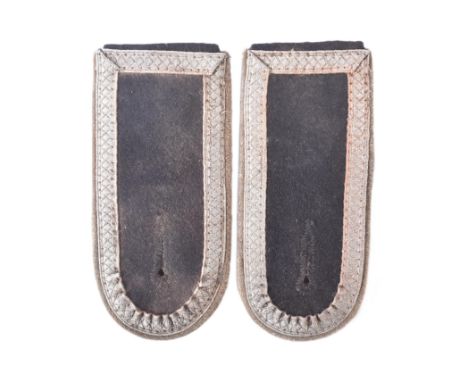 A pair of WWII Second World War Third Reich Nazi German Waffen SS Scharfuhrer / squad leader shoulder boards. Black with silv