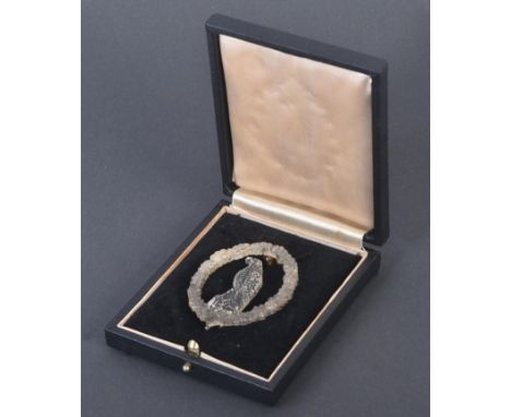 A WWII Second World War Third Reich Nazi German Luftwaffe Retired Aircrew badge. Oval shape with a central eagle perched atop