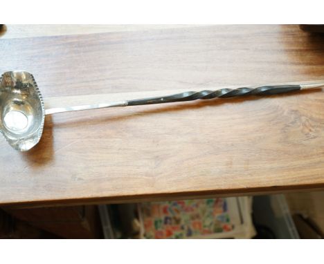 Toddy ladle with George III coin & whale jaw handle 