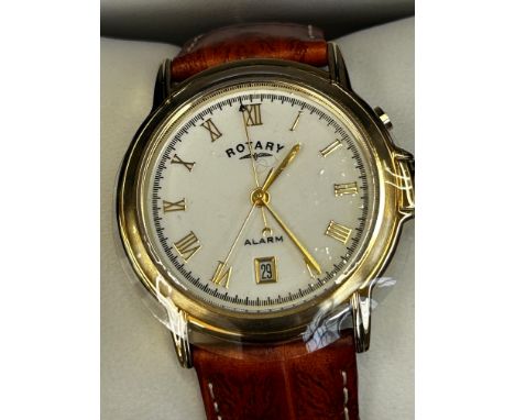 Rotary alarm wristwatch with box & papers 
