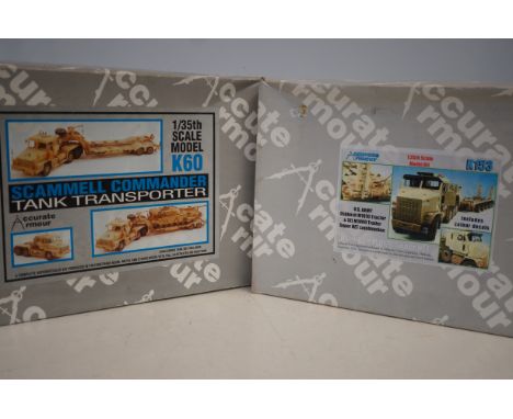 Scammell commander tank transporter scale model kit together with US army tractor scale model kit 